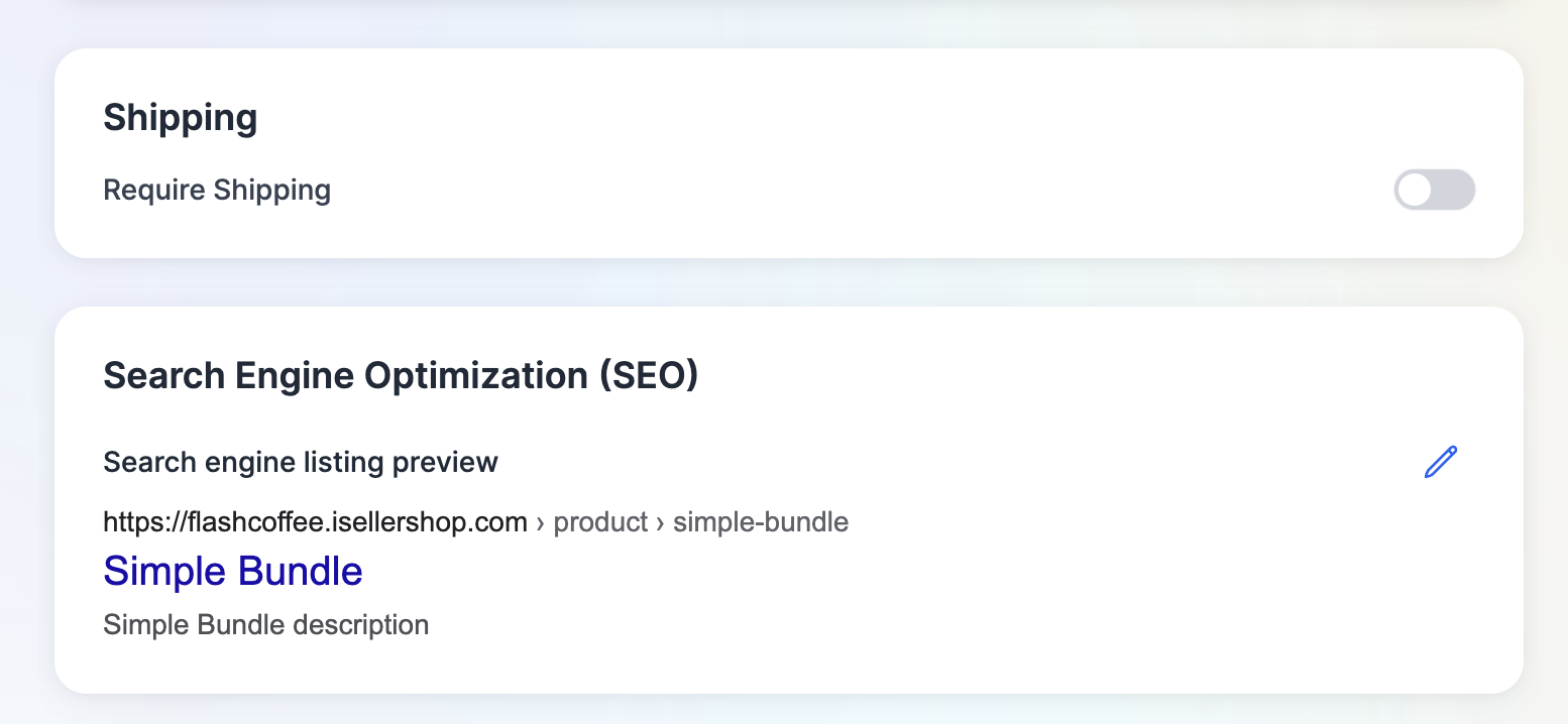Add Product — Shipping + SEO slug
